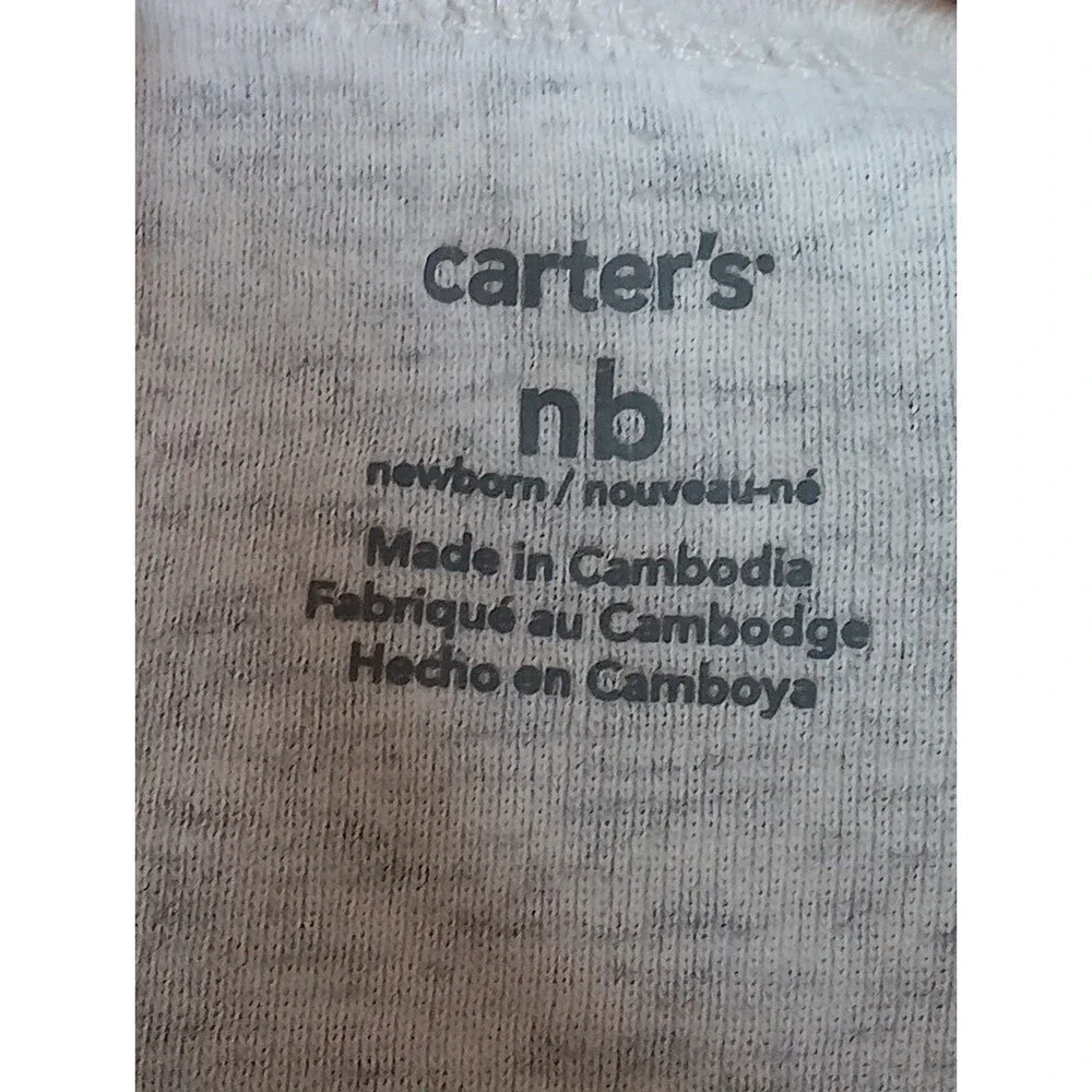 Carters Shirt Newborn Gray Short sleeve Snap Bottom Elephant